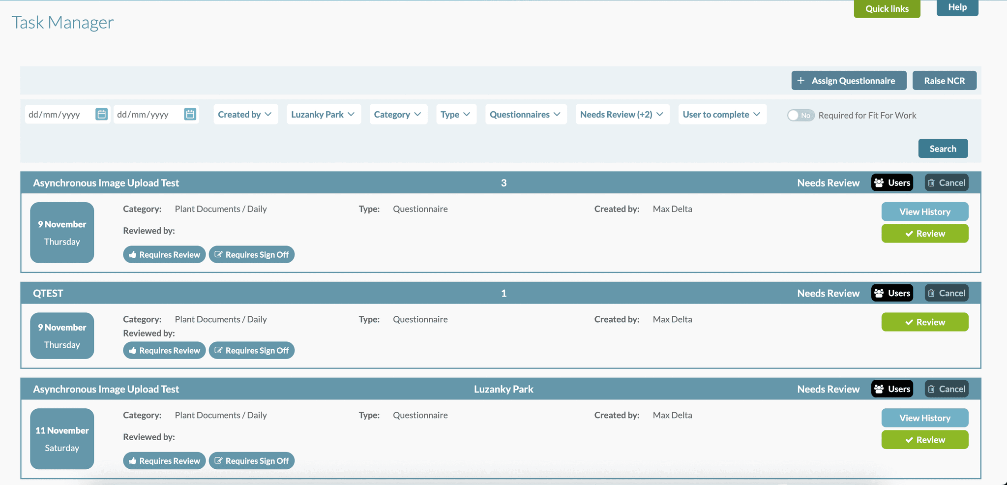 Redesignované rozhraní task manageru v aplikaci pro stavební společnost